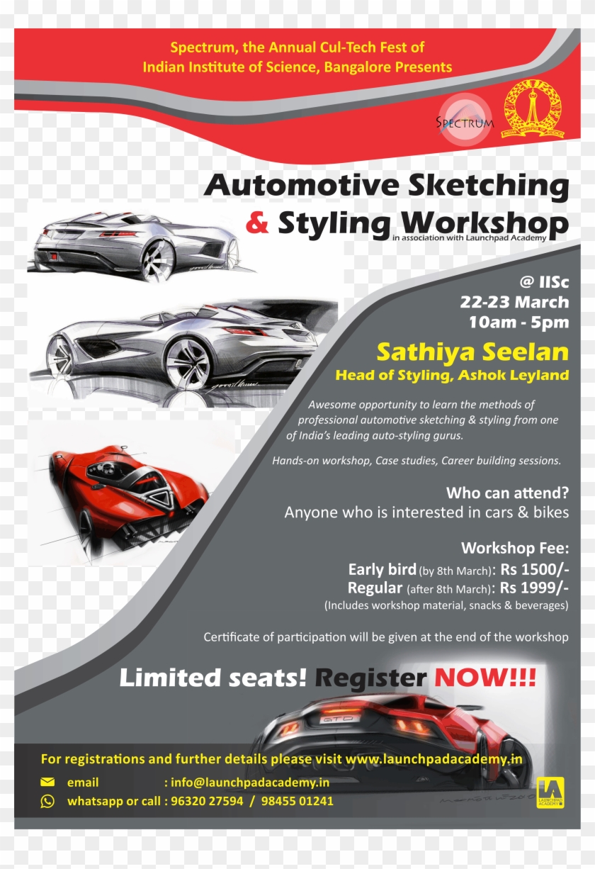 Automotive Sketching And Styling Workshop In Bangalore - Flyer Clipart #2223134