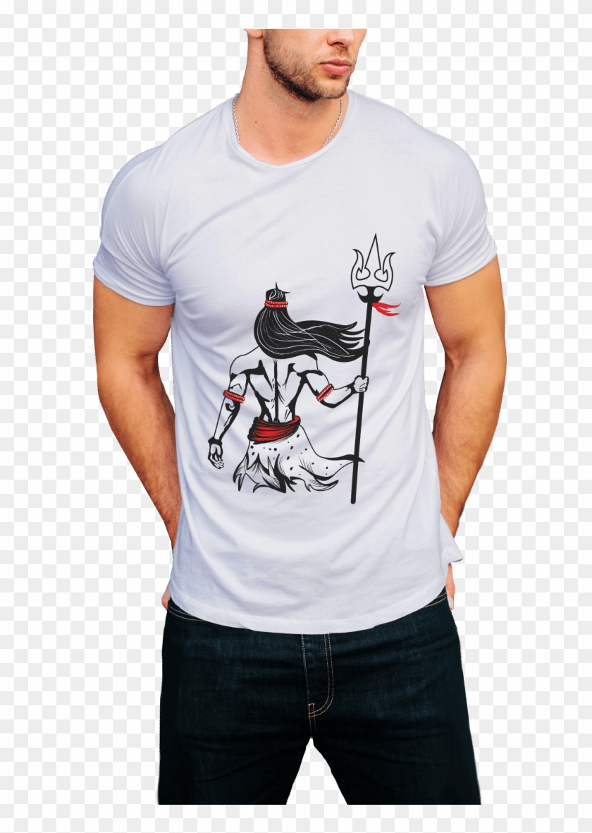 Shiva With A Trishul - Round Neck T Shirt Mockup Free Clipart #2223206