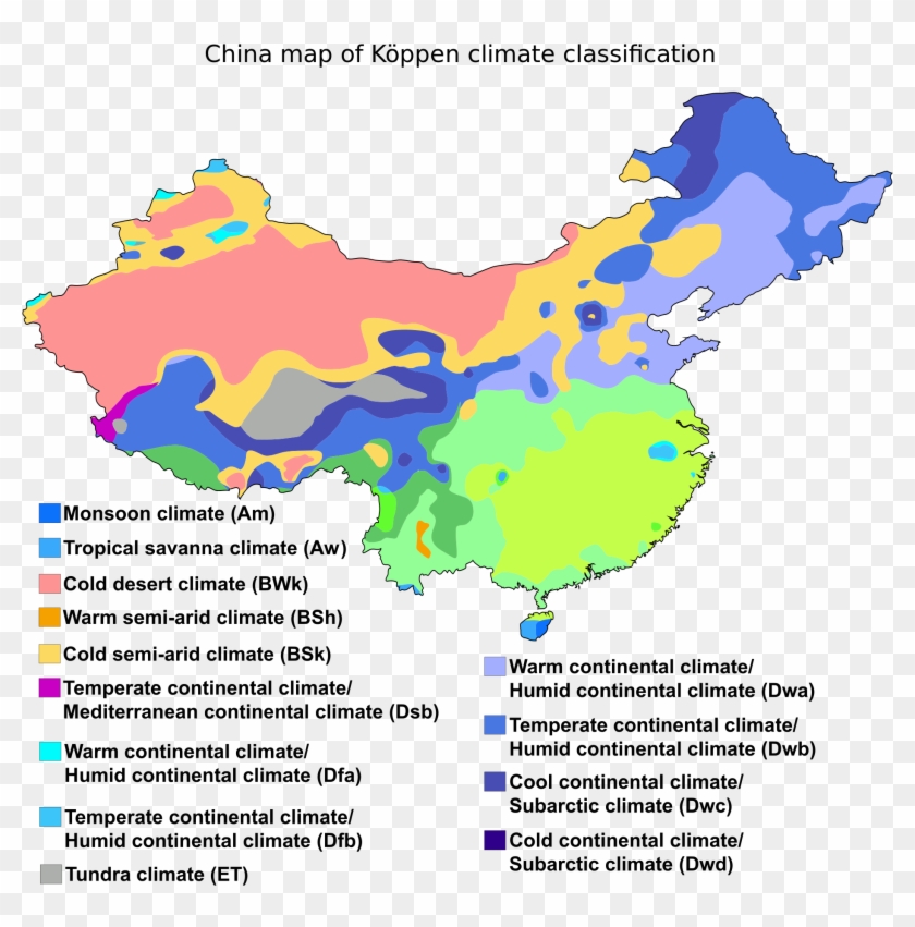 World Map China Köppen Climate Classification Map Of - Climate Geography Of China Clipart