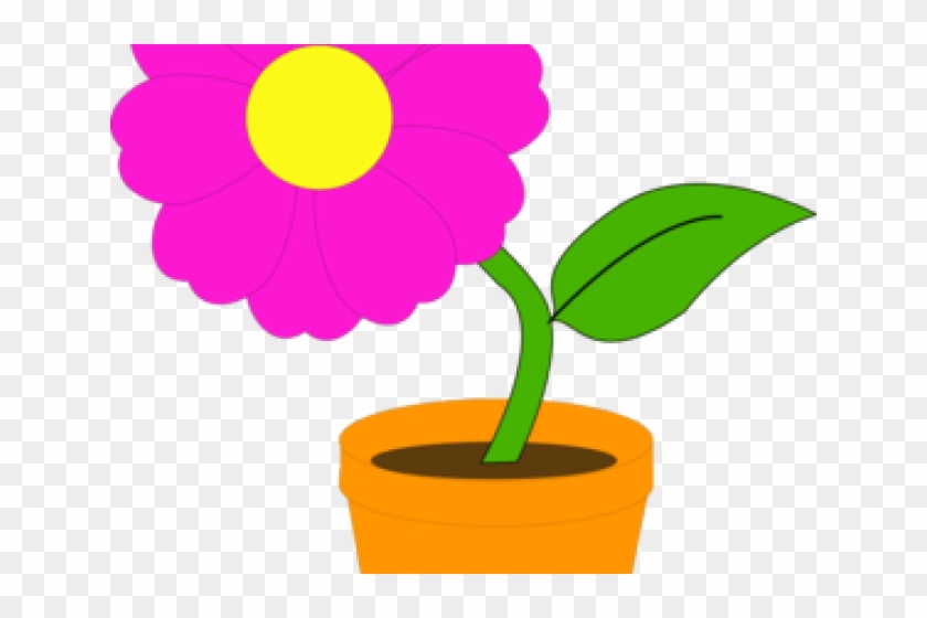 Flowerpots Clipart Bucket Flower - Cartoon Flower In A Pot - Png Download #2225898