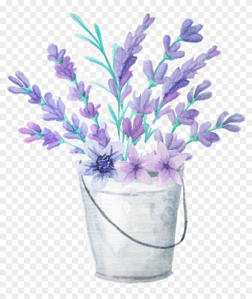 #flowers #bouquet #bucket #lavender - Sticker Of Lavender Clipart #2226054