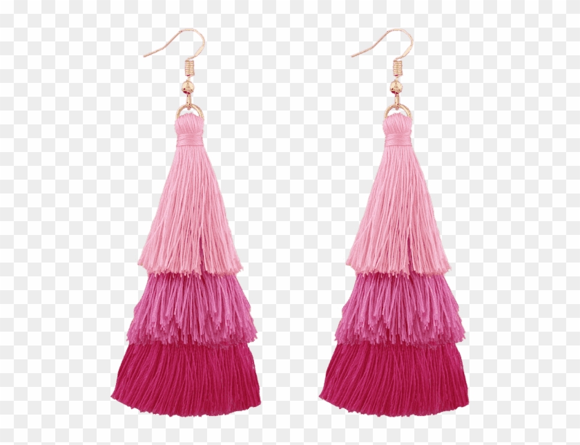 2018 Tassel Layered Hook Drop Earrings In Pink Zaful - Pink Tassel Earrings Png Clipart #2226598