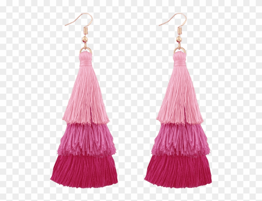 2018 Tassel Layered Hook Drop Earrings In Pink Zaful - Pink Tassel Earrings Png Clipart