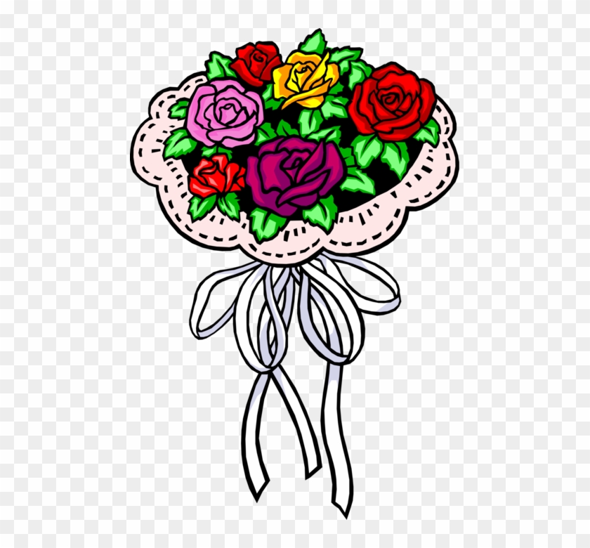 Vector Illustration Of Bouquet Of Rose Flowers - Bridal Bouquets Clip Art - Png Download
