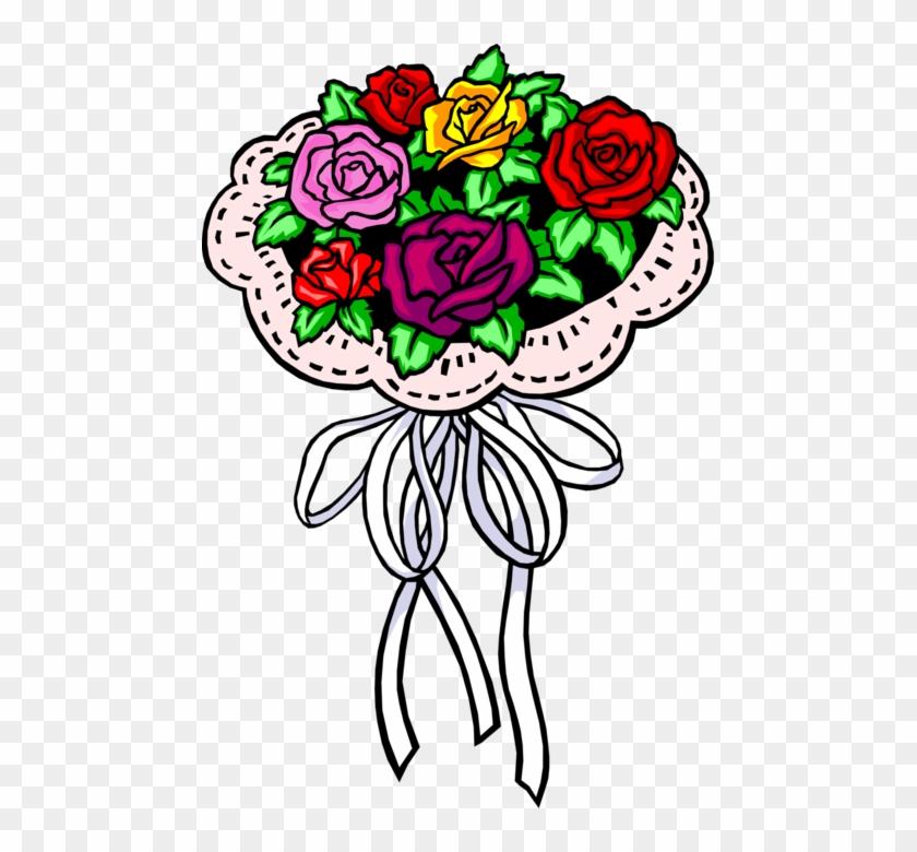 Vector Illustration Of Bouquet Of Rose Flowers - Bridal Bouquets Clip Art - Png Download #2227618