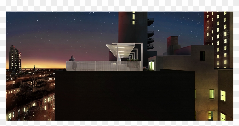 Brooklyn Roof Deck And View Of Nyc - Tower Block Clipart #2229038