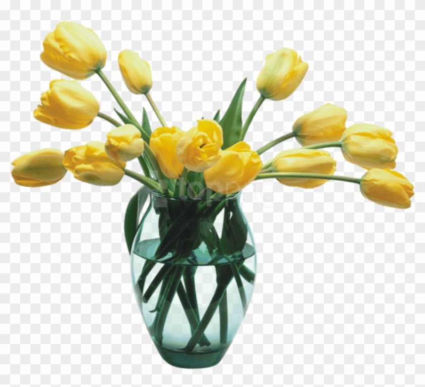 Free Png Download Glass Vase With Yellow Tulips Png - Transparent Flower Vase Png Clipart