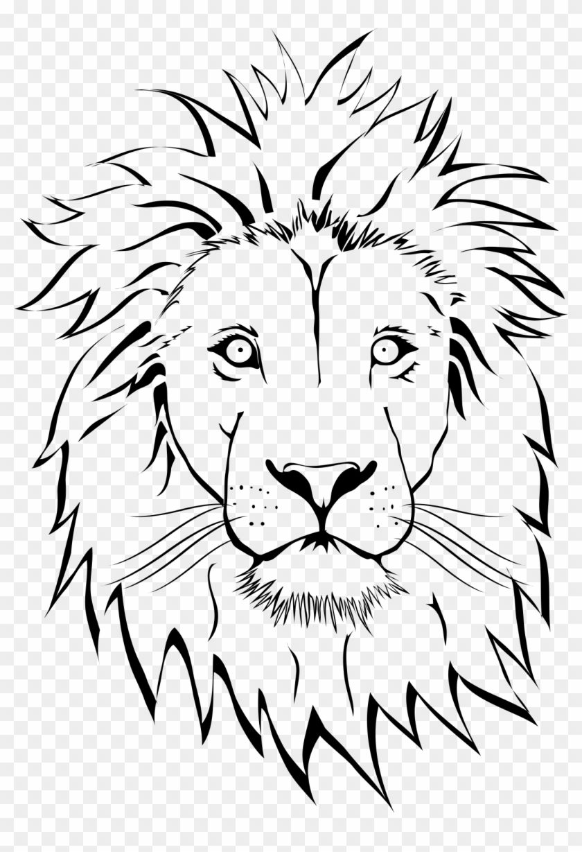 Black And White Lion Easy Clipart