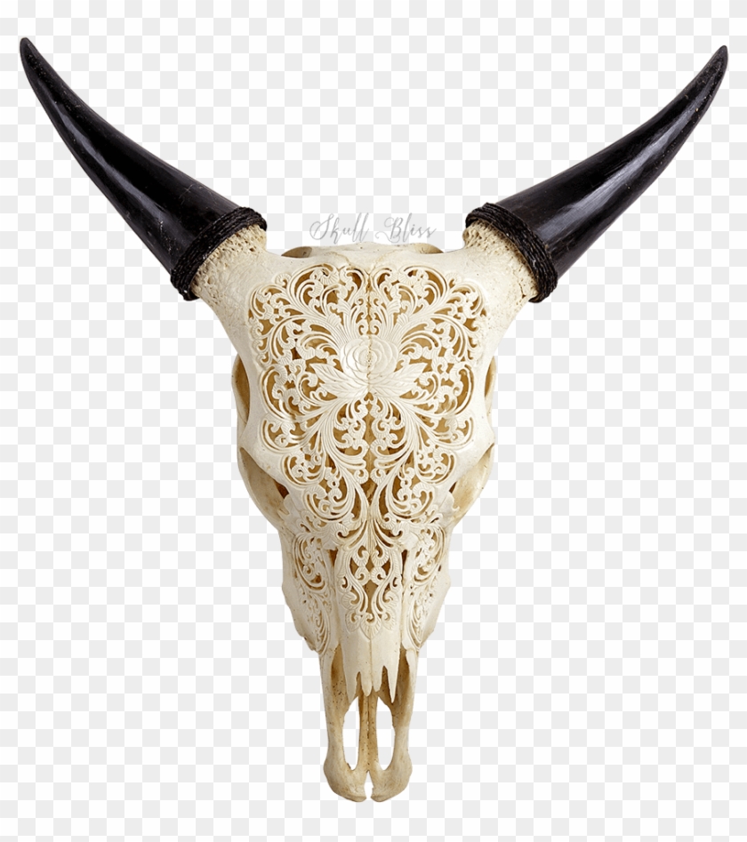 Carved Cow Skull - Cow Skull Carving Clipart #2236427