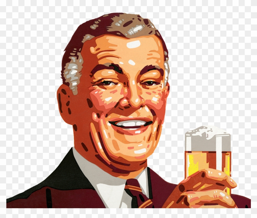 Drink Illustration Beer The With Man Clipart - Illustration - Png Download