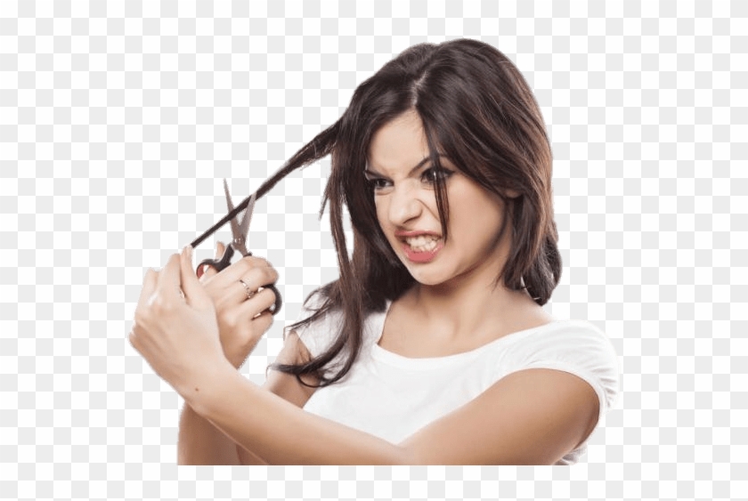 Download - Woman Cutting Her Hair Clipart