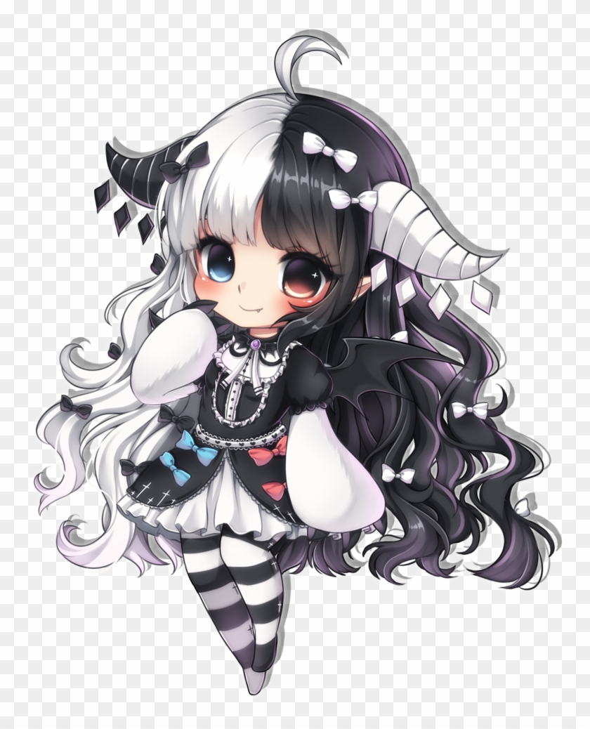 Evil Anime Png - Bicolored Hair Anime Girl Clipart