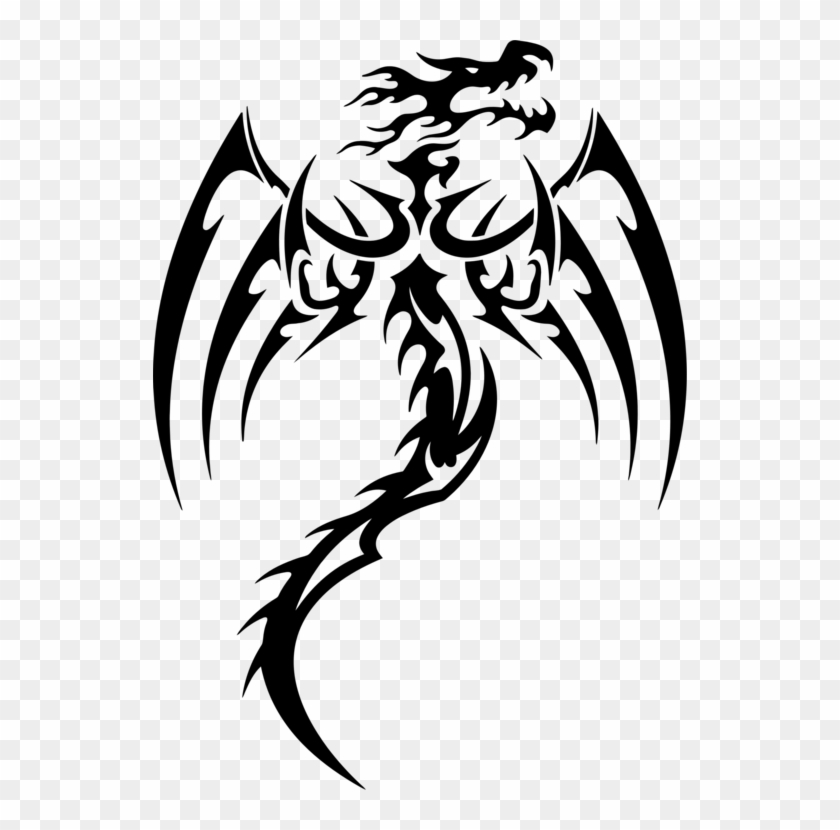 Decal Chinese Dragon Tattoo Tribe - Dragon Tribal Svg Clipart #2237218