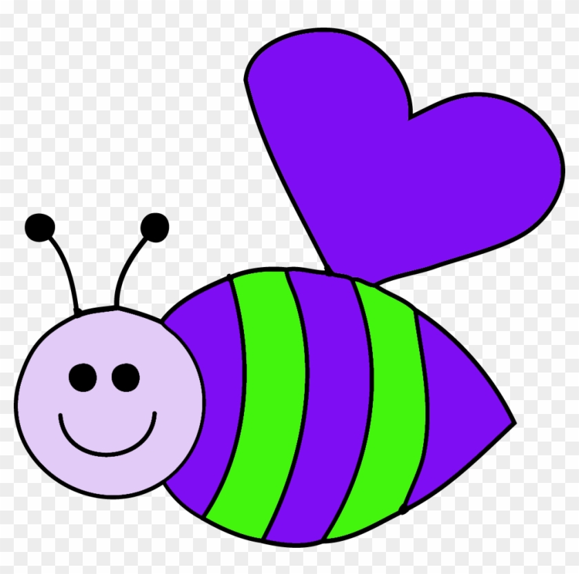 Purple Clipart Bee - Clip Art Free Valentine - Png Download #2237763