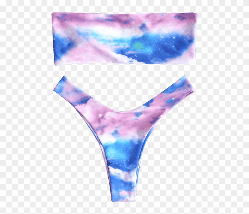 Zaful Starry Sky Bandeau Bikini Set - Underpants Clipart