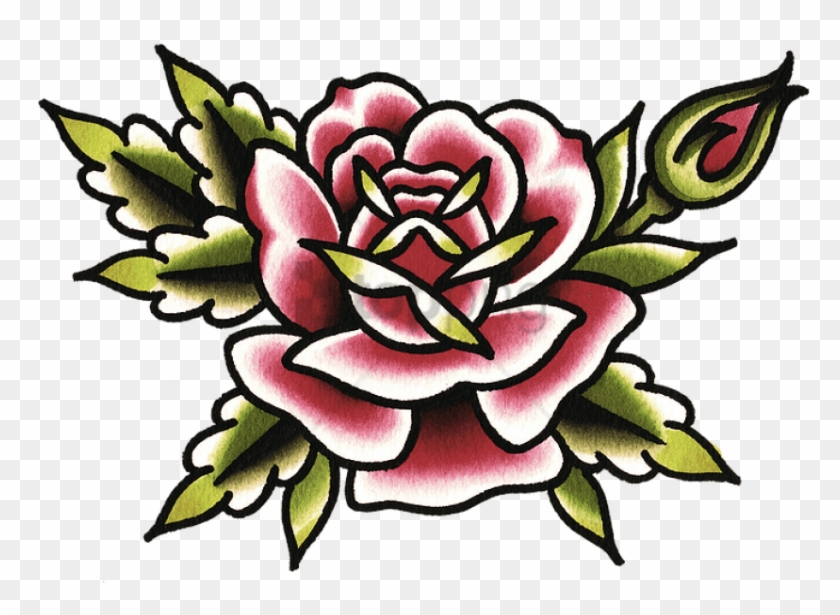 Free Png Flower Tattoo Png Image With Transparent Background - Traditional Rose Tattoo Png Clipart #2239396