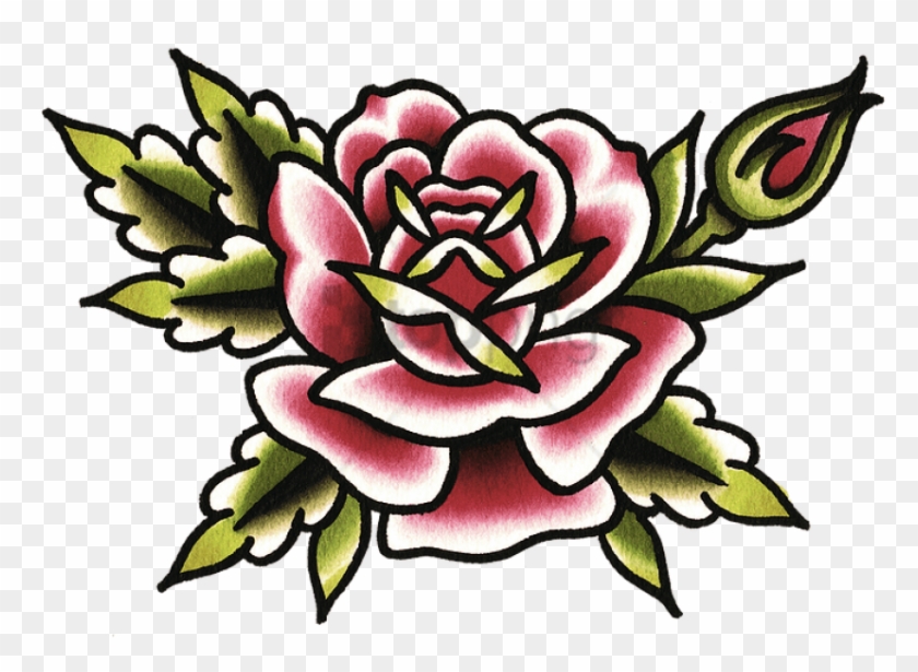 Free Png Flower Tattoo Png Image With Transparent Background - Traditional Rose Tattoo Png Clipart