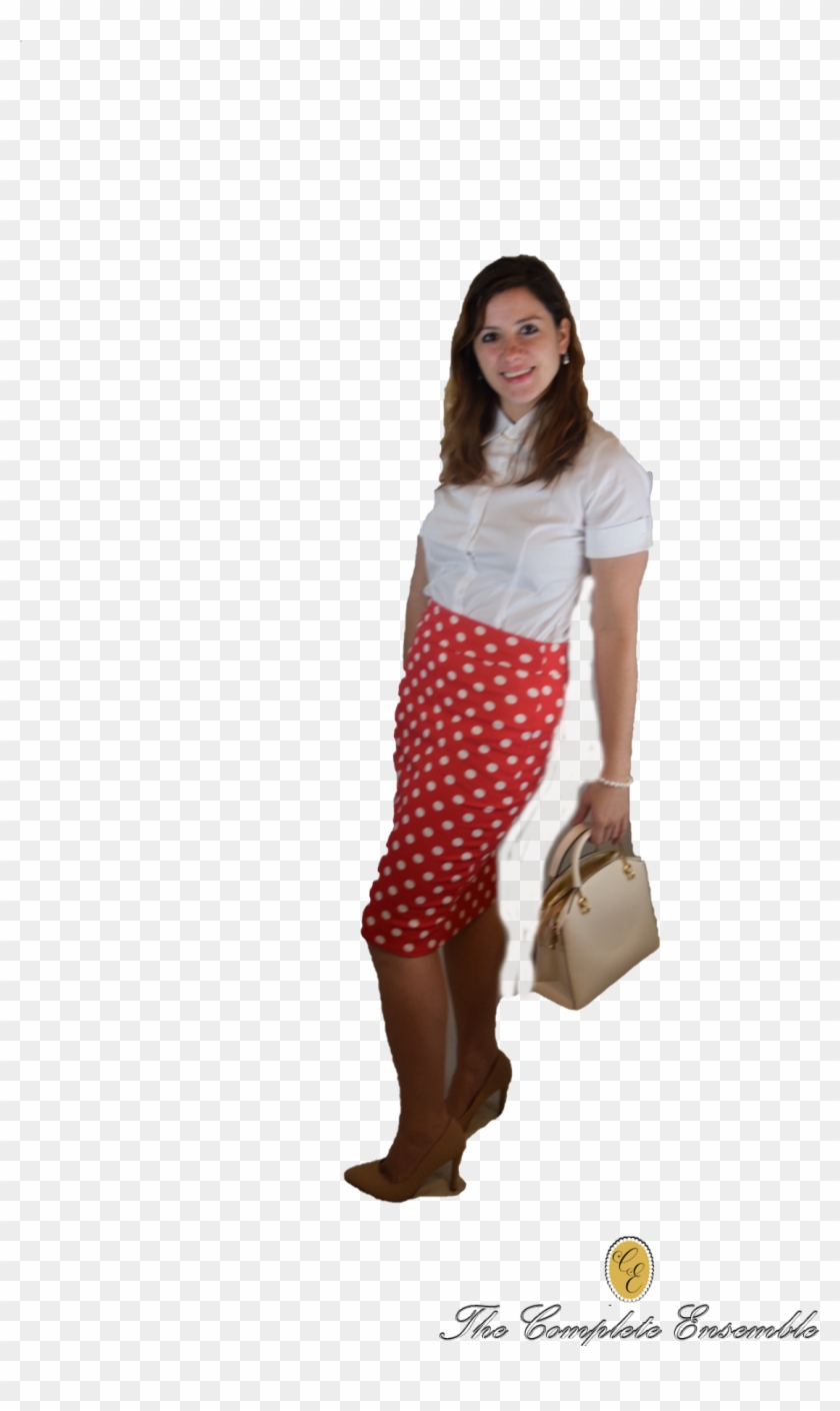 Red And White Polka Dot Skirt - Girl Clipart #2240129