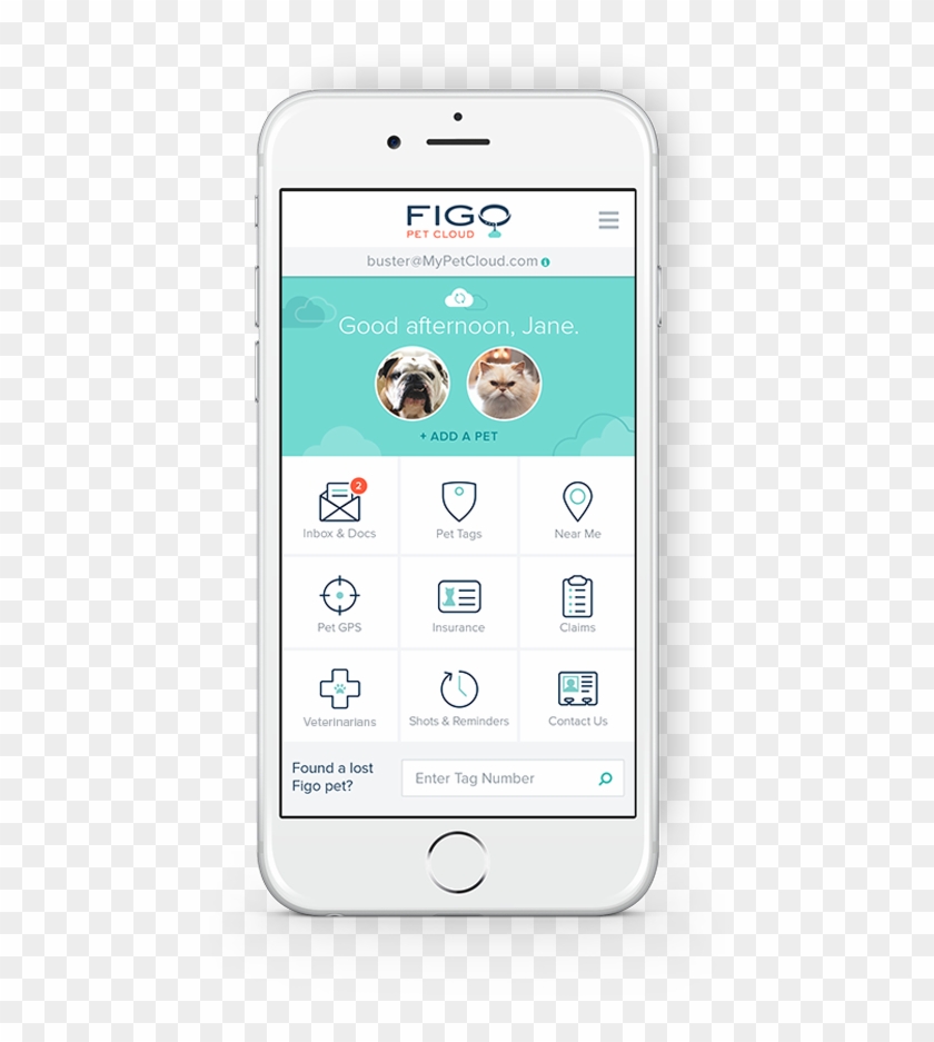 Figo Pet Cloud Mobile App On A White Iphone - Mobile Application Design For Pet Clipart #2241150