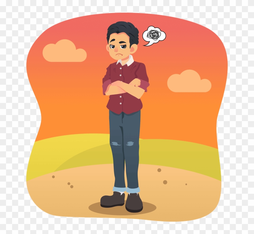 Grumpy Disappointed Man Standing Outside - Illustration Clipart #2242564