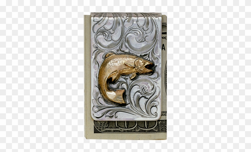 Hand Engraved Wide Format Sterling Money Clip With - Jaguar - Png Download