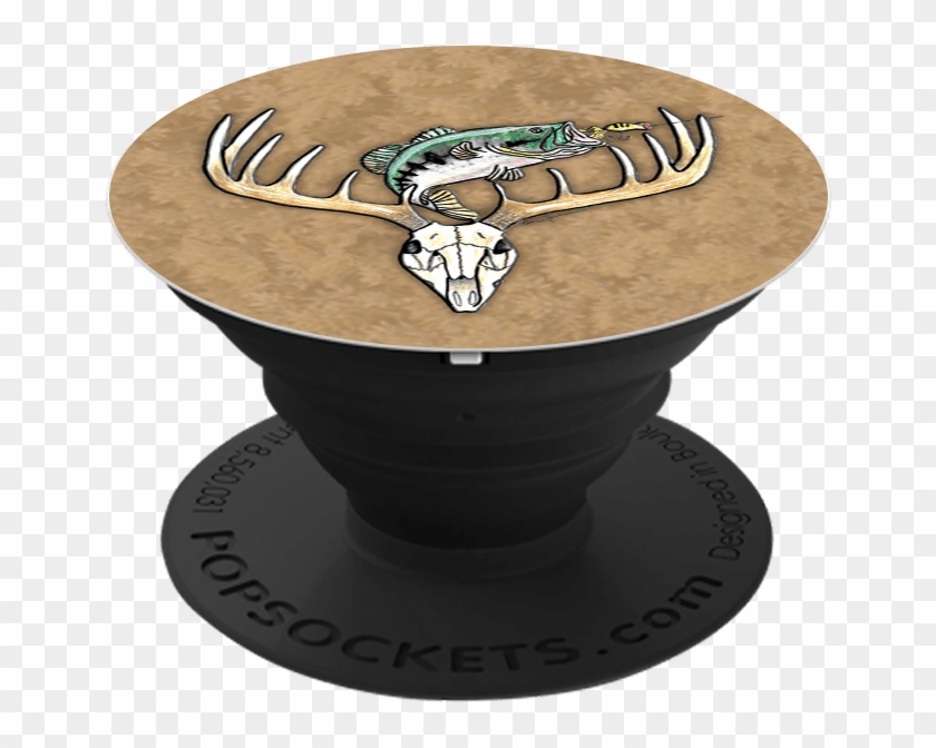 Jumping Bass Over Antlers Deer Skull Popsocket - Twist Popsocket Clipart