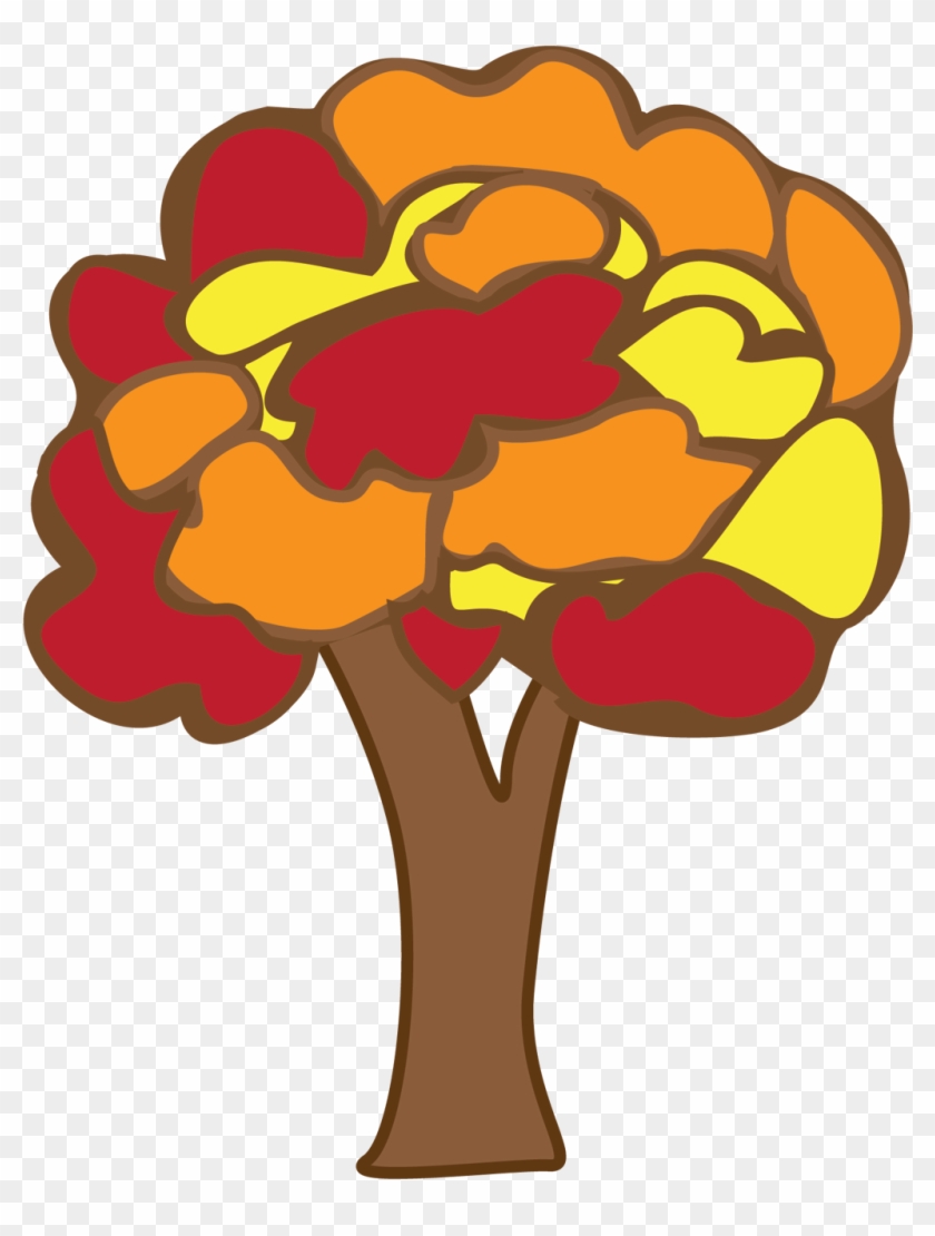 Block Colored Autumn Tree - Tree Doodle * Png Clipart