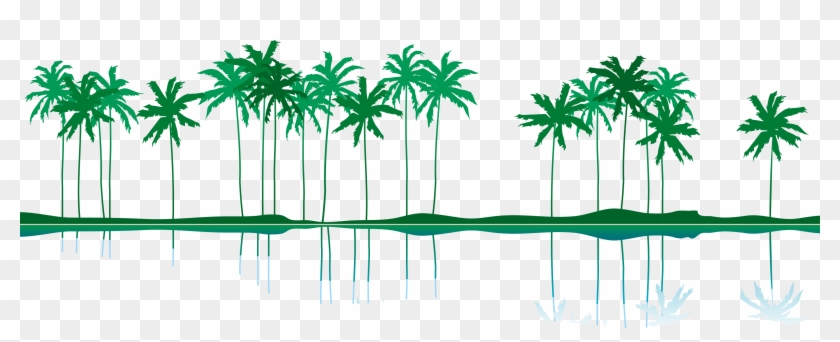 Summer Coconut Island Tree Illustration Euclidean Vector - Green Summer Vector Png Clipart