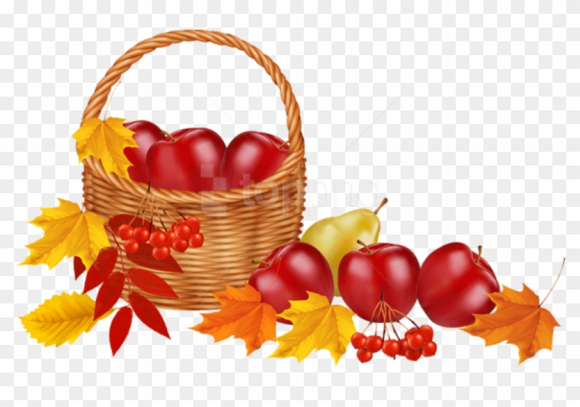 Free Png Download Basket With Fruits And Autumn Leaves - Transparent Autumn Clip Art #2247213