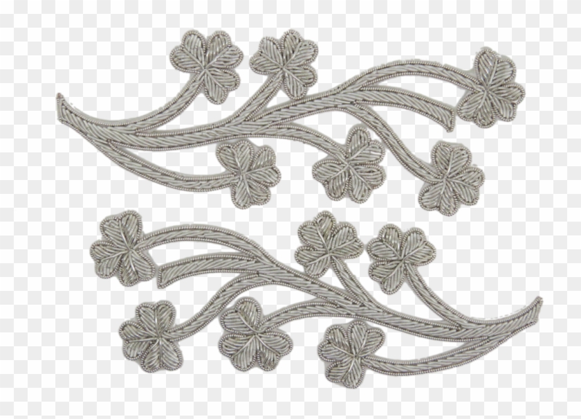 One Pair Of Silver Shamrock Repeat Patterns Gilt - Lace Clipart