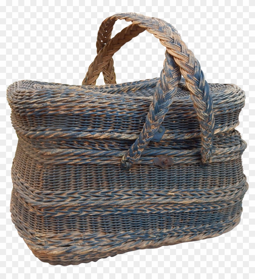 Large Handwoven Vintage French Picnic Basket - Storage Basket Clipart #2247414
