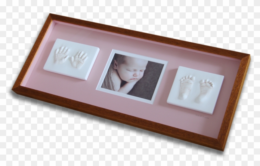 Baby Girl Framed Hands And Feet Impression With Photo - Picture Frame Clipart