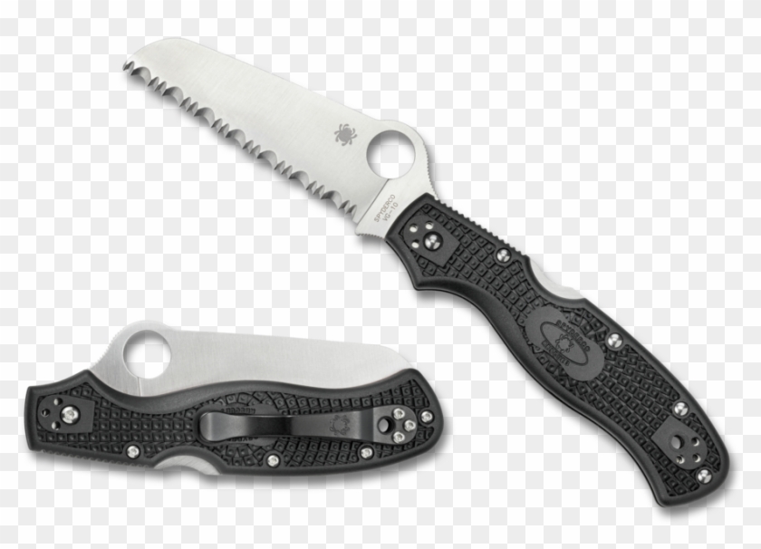 Spyderco Rescue 3 Folder Knife Vg10 Serrated Edge Black Clipart