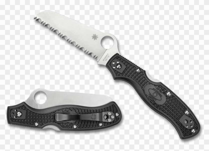 Spyderco Rescue 3 Folder Knife Vg10 Serrated Edge Black Clipart #2251368