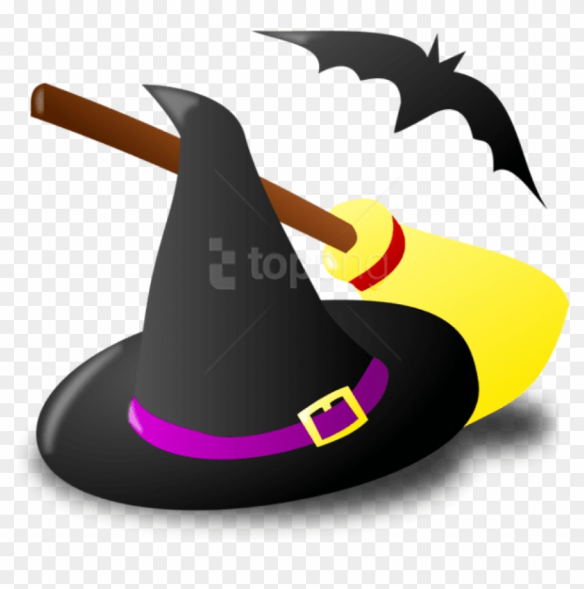 Free Png Halloween Witch Hat Broom And Bat Png Images - Halloween Clipart Png Transparent Png