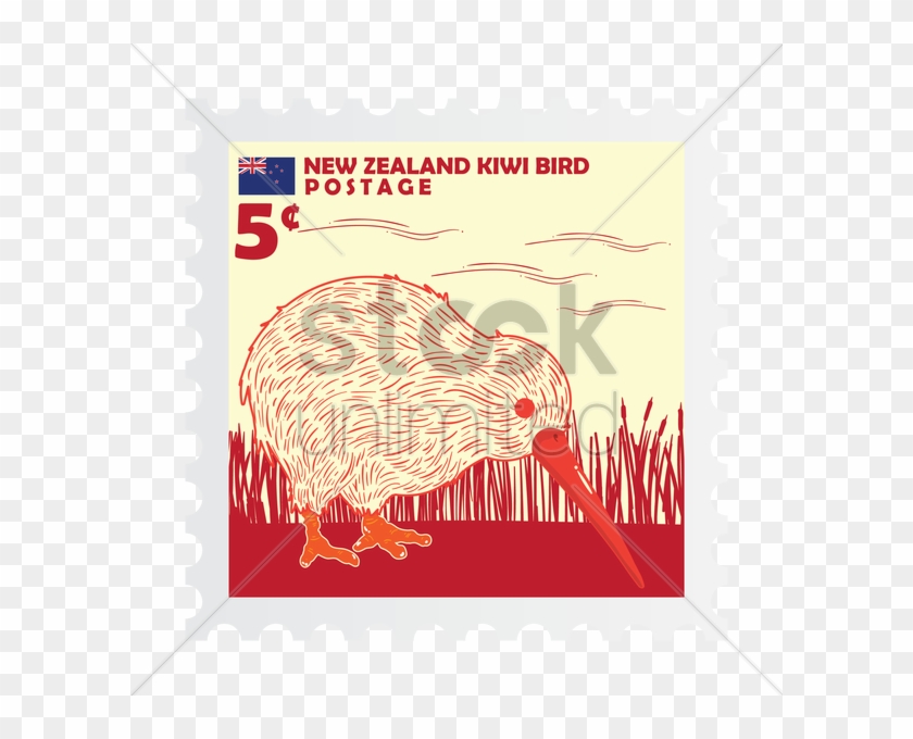 New Zealand Postage Stamp Design Vector Graphic - New Zealand Kiwi Stamp Clipart