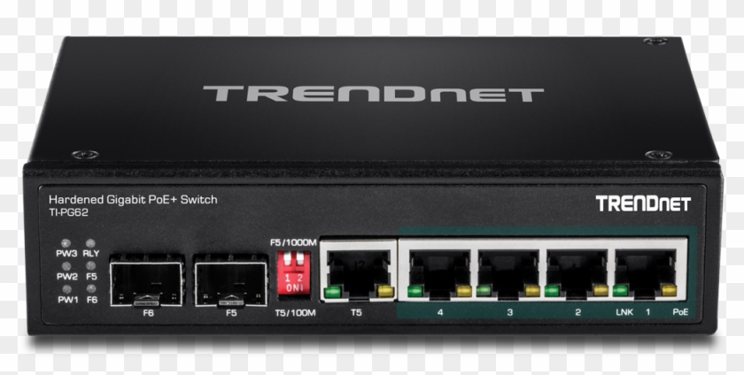 6 Port Hardened Industrial Gigabit Poe Din Rail Switch - Electronics Clipart #2253607