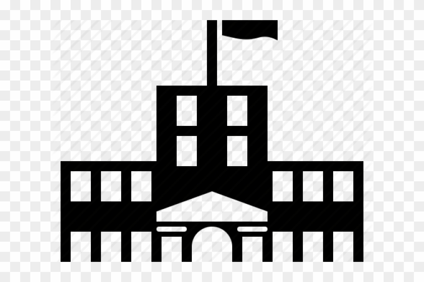 School Building Icon - Illustration Clipart