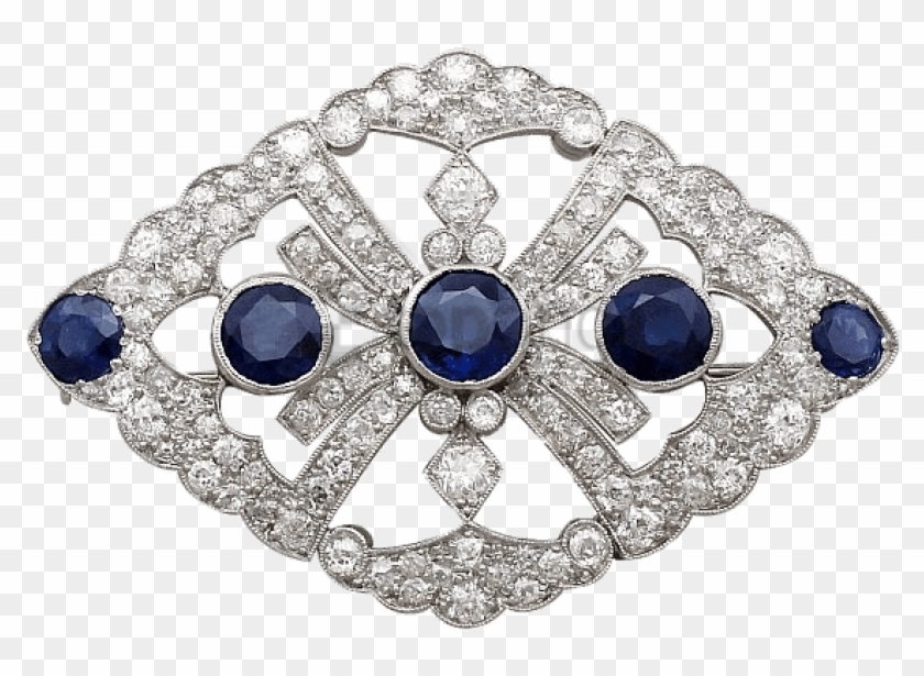 Free Png Brooch With Sapphire And Diamond Png Image - White Gold Diamond Brooch Clipart