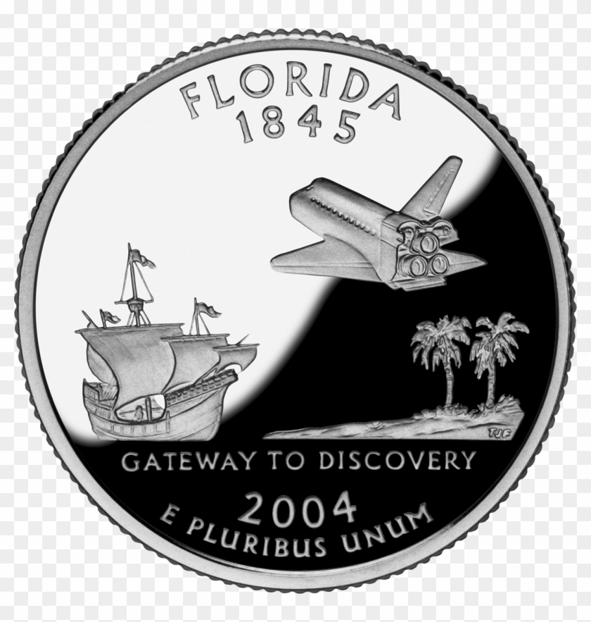 Florida Flags Emblems Symbols Outline Maps - Florida State Quarter Clipart #2260122