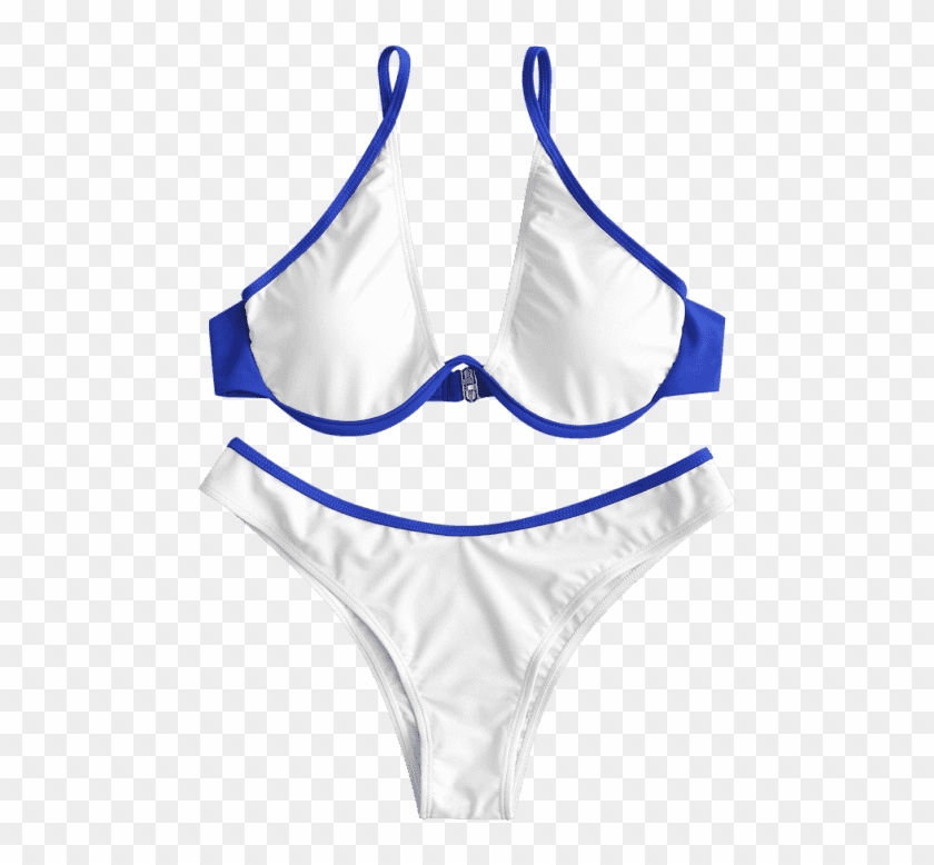 Zaful Two Tone Underwire Bikinis Set - Swimsuit Bottom Clipart #2261771