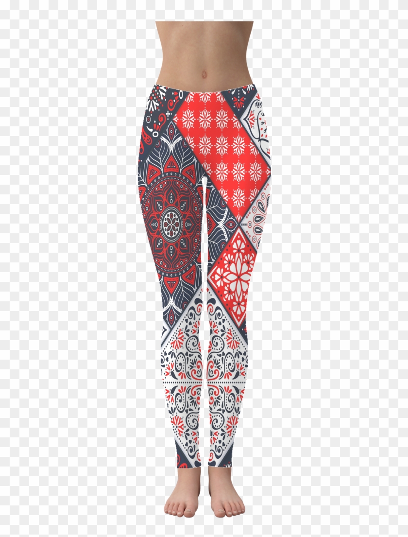 Bandana Fever Red Bandana Crosshatch Print Leggings - Pajamas Clipart #2261837