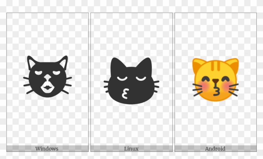 Kissing Cat Face With Closed Eyes On Various Operating - Cartoon Clipart