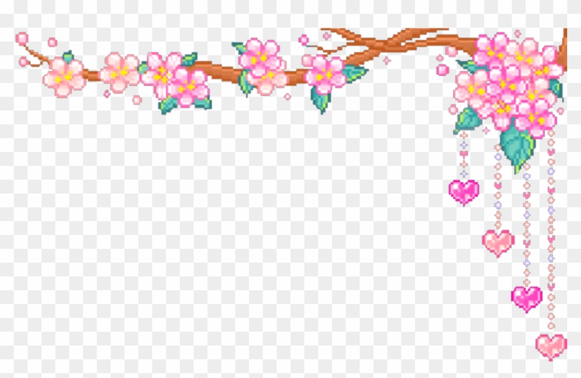 Cute Kawaii Pixels Adorable 8bit Sakura Cherryblossoms Aesthetic Pixel Art Transparent Background Clipart Pikpng