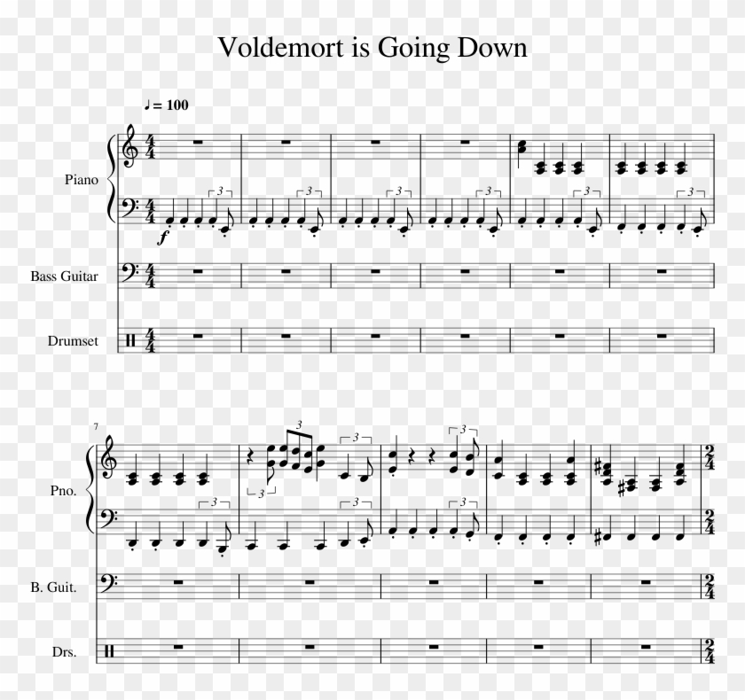Voldemort Is Going Down Sheet Music For Piano, Bass, - Opera 2 Sheet Music Clipart