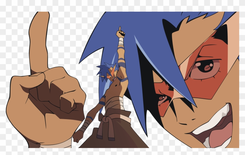 Kamina, Tengen Toppa Gurren Lagann, Transparent, Anime - Kamina Gurren Lagann Finger Up Clipart #2268480