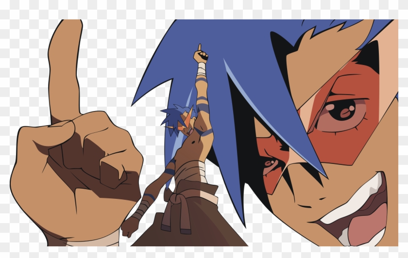 Kamina, Tengen Toppa Gurren Lagann, Transparent, Anime - Kamina Gurren Lagann Finger Up Clipart