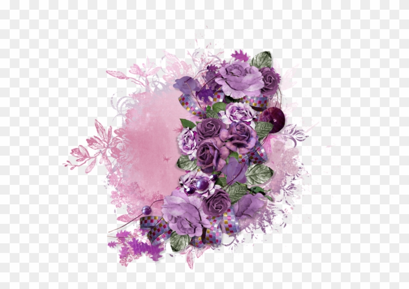 Tubes Fleurs Flower Spray, Purple Roses, Collage, Ornaments, - Purple Rose Floral Png Clipart #2268722
