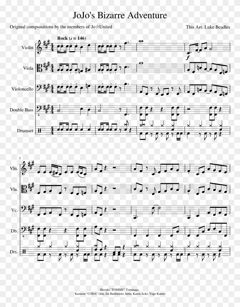Jojo's Bizarre Adventure Medley - Fighting Gold Viola Sheet Music Clipart