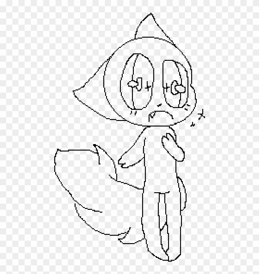 Chibi Neko Base - Line Art Clipart